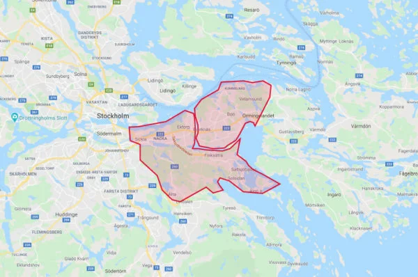 Karta över Nacka.