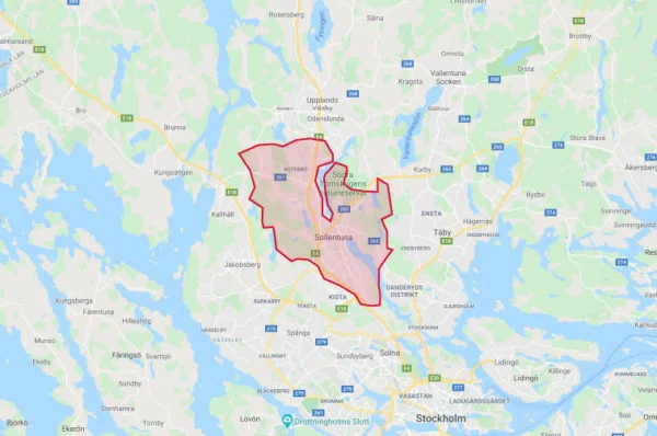 Karta över Sollentuna.