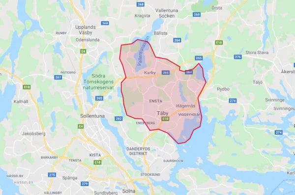 Karta över Täby.
