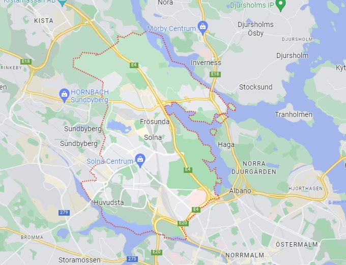 Karta över Solna.